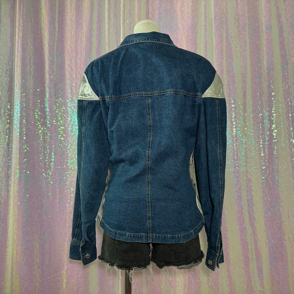 silver accent maximalist denim jacket - Picture 4 of 12